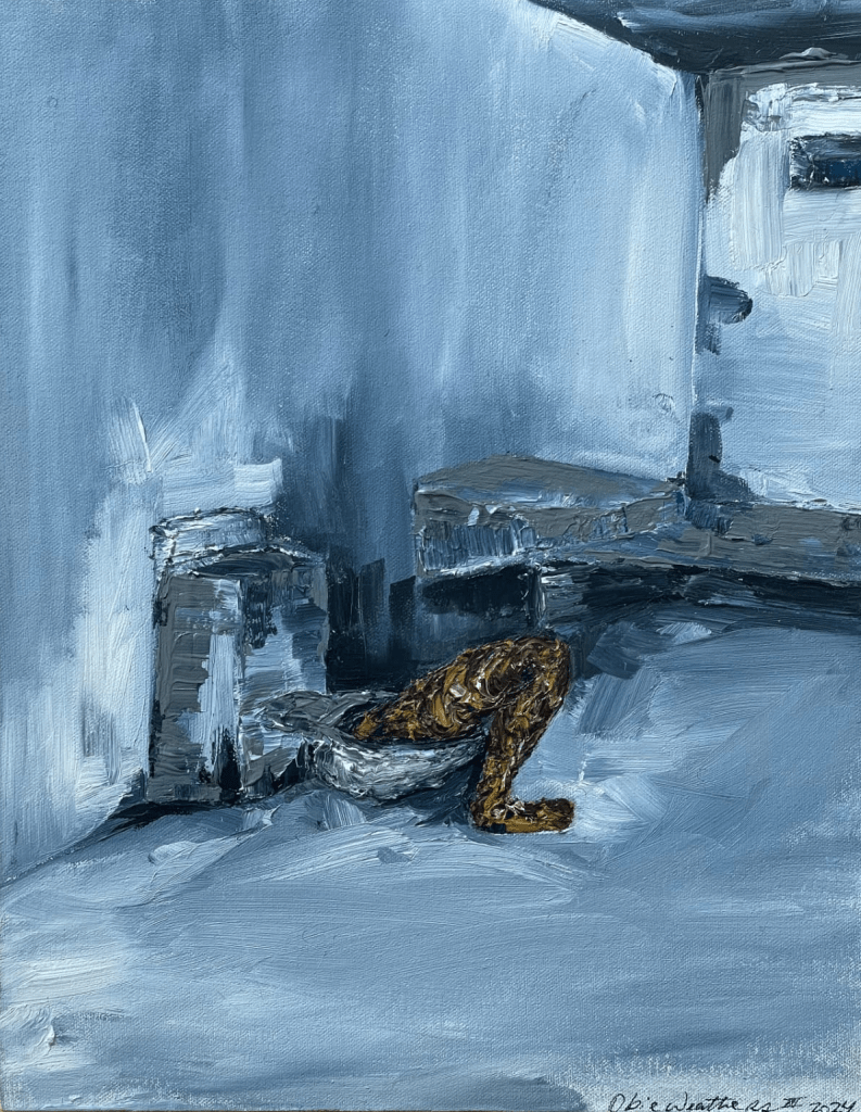 An art titled 'one foot in the grave' by Obie Weathers. 