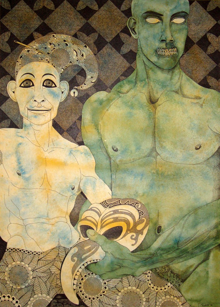 An art named 'the ventriloquist' by Rudra Kishore Mandal. 